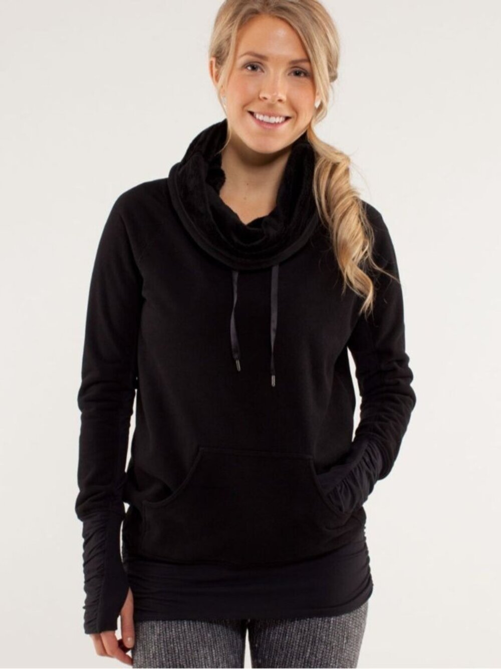 Lululemon Black Micro Fleece Don't Hurry Be Happy Pullover